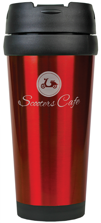 COFFEE & SMOOTHIE 16 oz. STAINLESS STEEL TRAVEL MUG in RED - HAND WASH ONLY  (SQ)